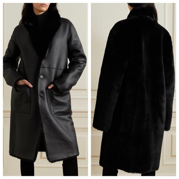 Joseph Britanny Reversible Leather & Fur Coat in Black Size 32, US 0 - Picture 13 of 15